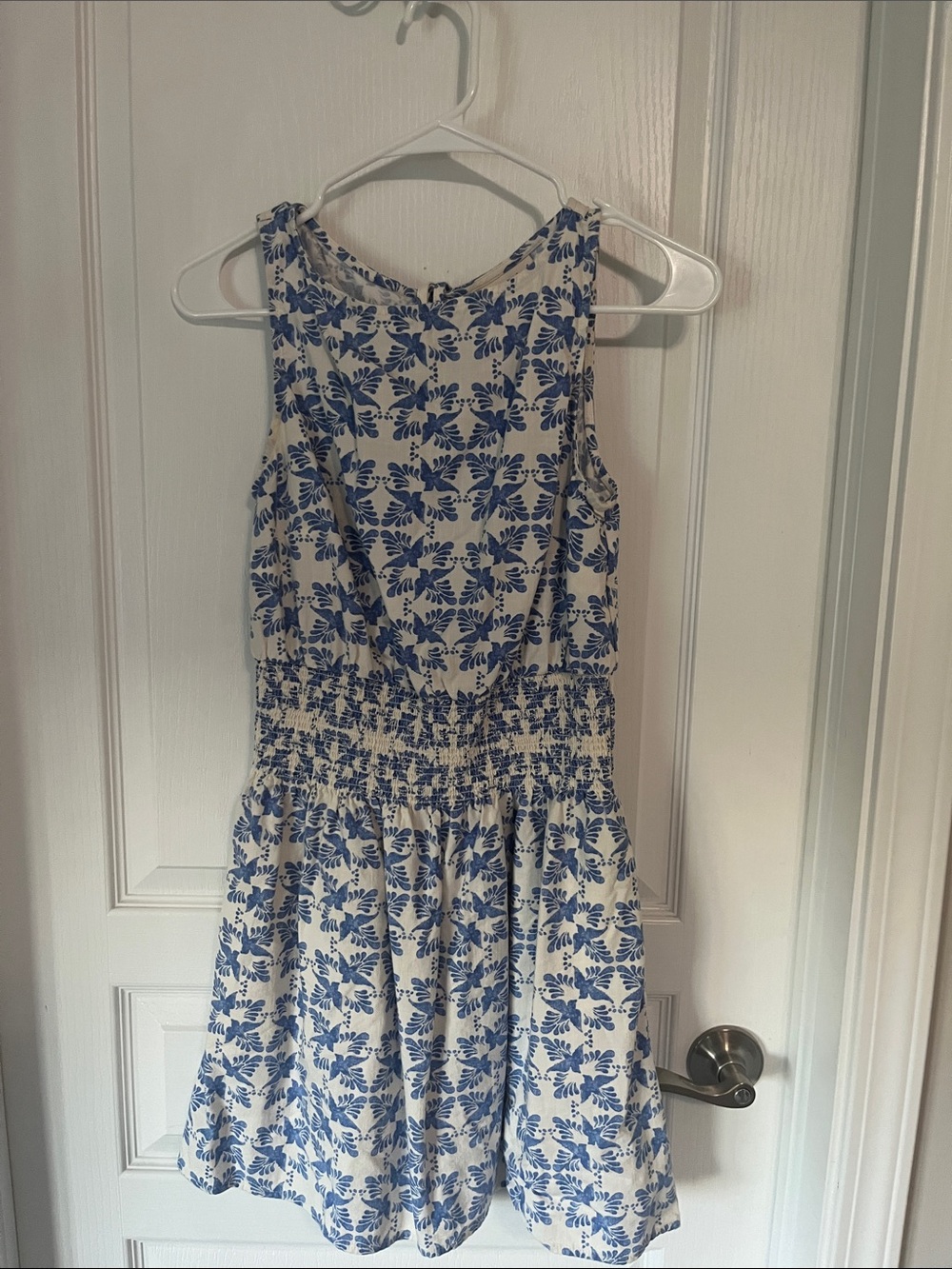Universal Thread Blue and White Floral Sleeveless Smocked Dress